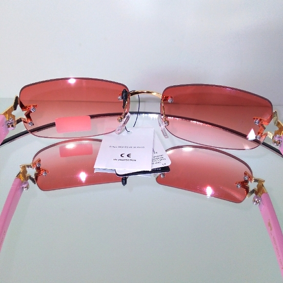 Pink Gold Star Square Sunglasses - Picture 5 of 7